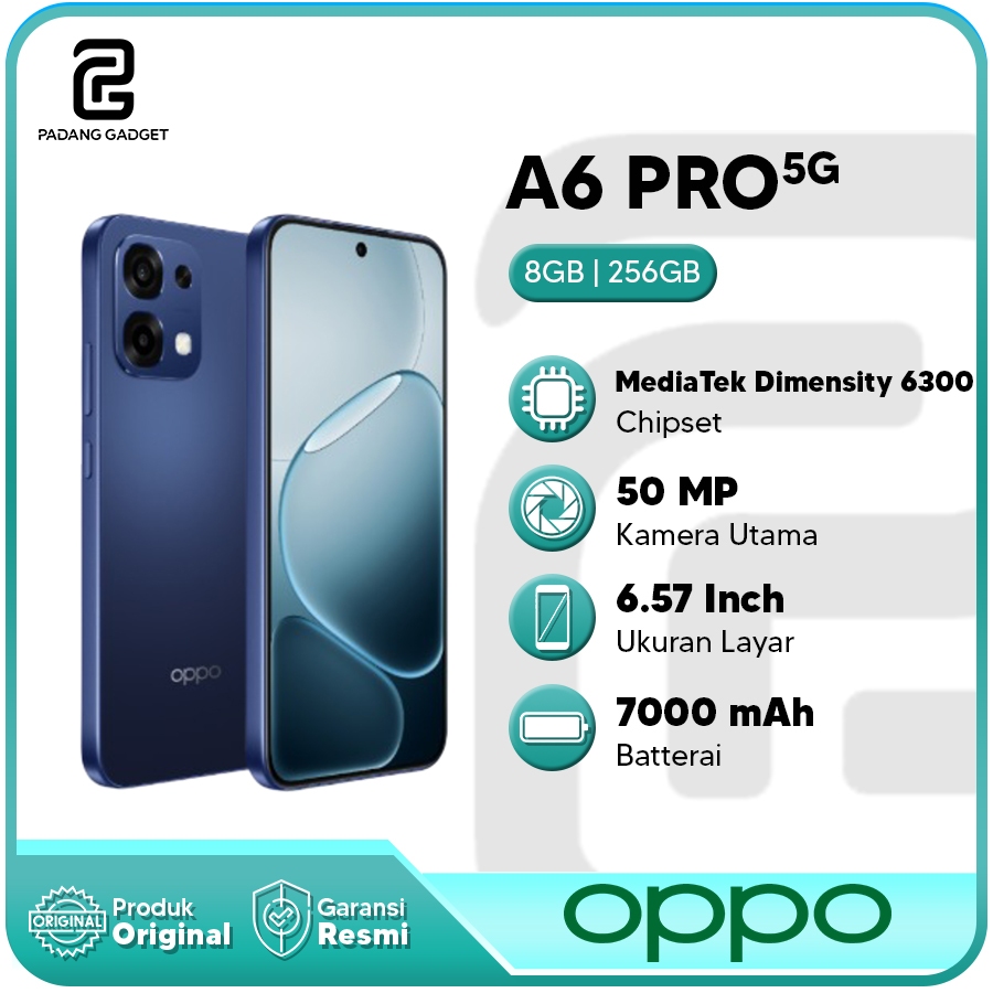 Oppo A6 Pro 5G 8+8/256GB Hp Android Smartphone Baru Original Garansi Resmi