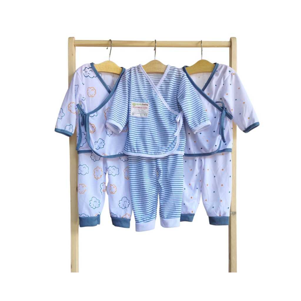 6 Pcs / 3 Set Baju Bayi Kimono Panjang Celana Bayi Baju Bayi Newborn Baju Bayi Baru Lahir Setelan Ki