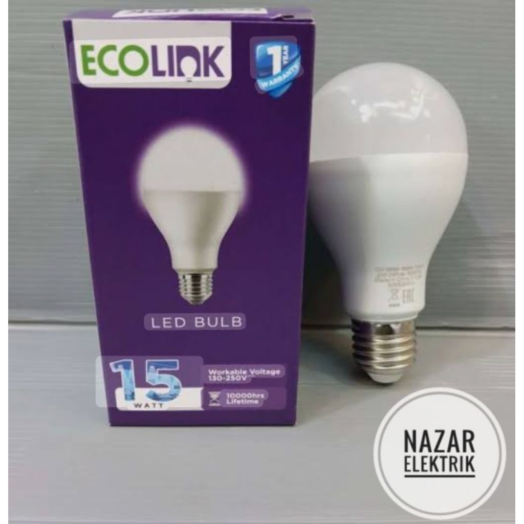 Lampu Led Ecolink 15 Watt Fitting E27 Warna Cool Day Light ( Putih)