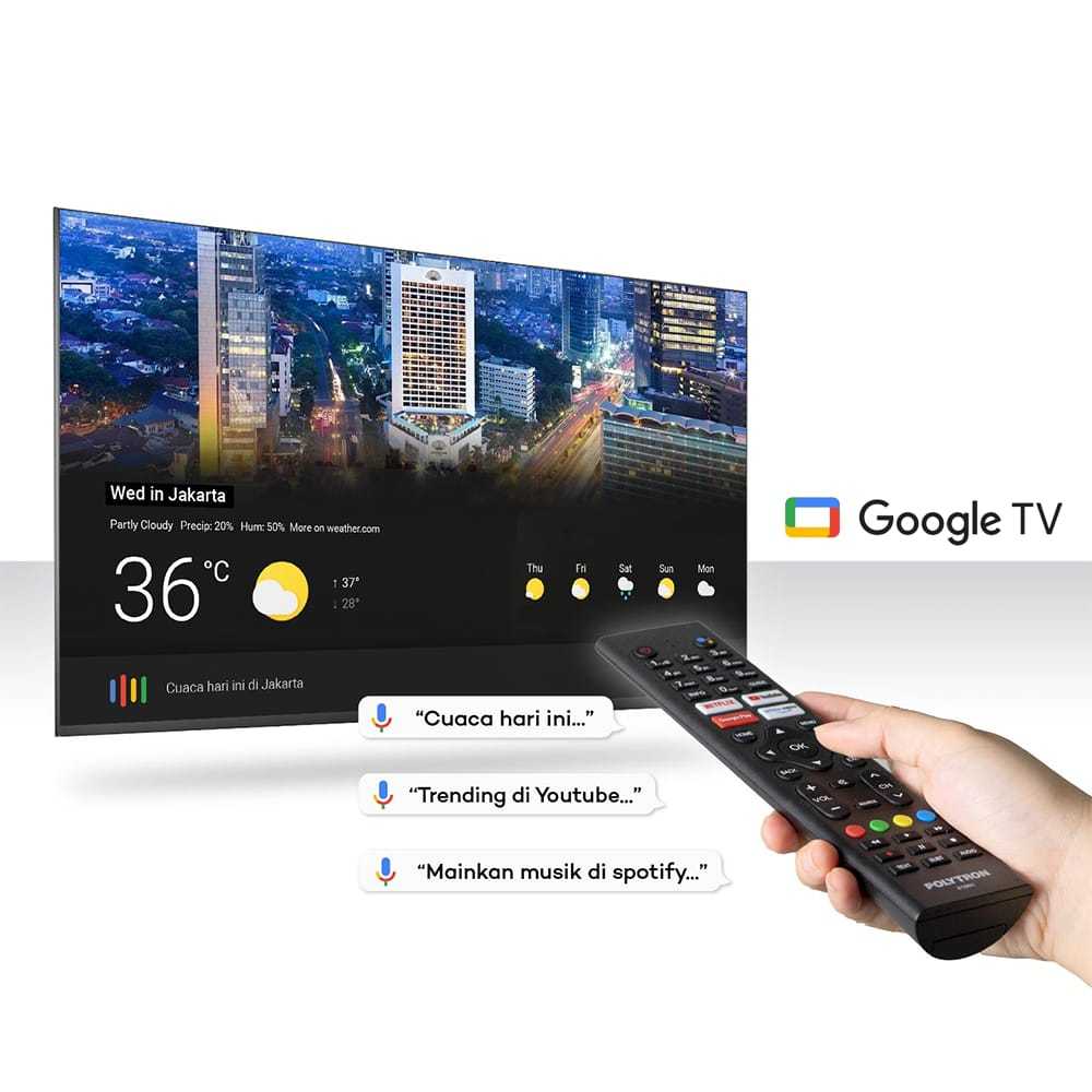 Polytron GOOGLE TV LED TV 50 Inch Smart TV PLD 50BUG9959 / 5058 / POLYTRON Smart Cinemax Soundbar