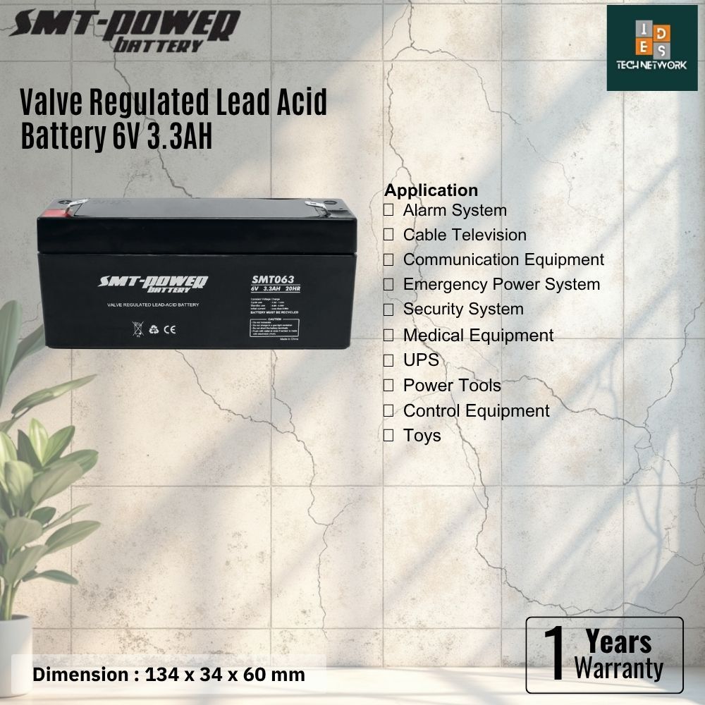 SMT Power Baterai VRLA SMT063 6V 3.3AH