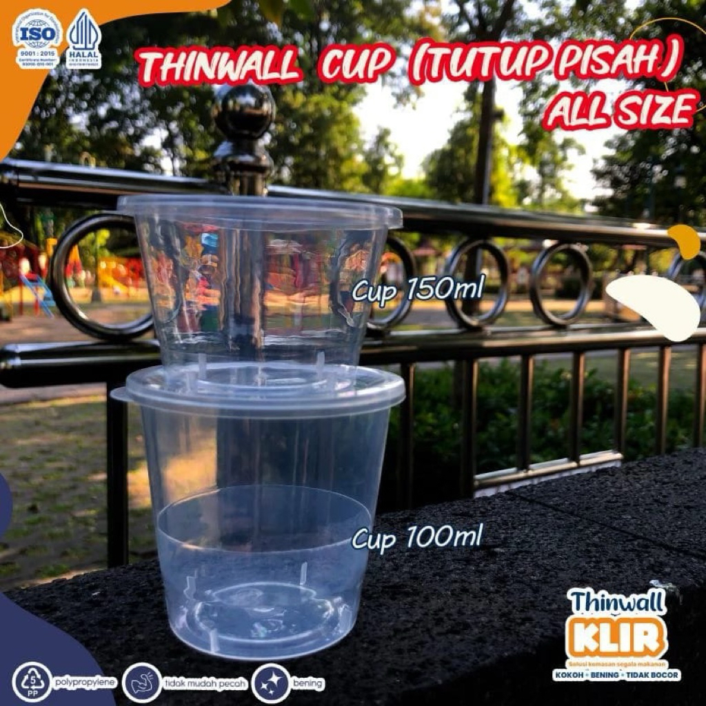 25pcs Cup Thinwall Klir 100ml 150ml/Gelas Cup Thinwall Klir/Gelas Puding Tebal/Cup Jongkong