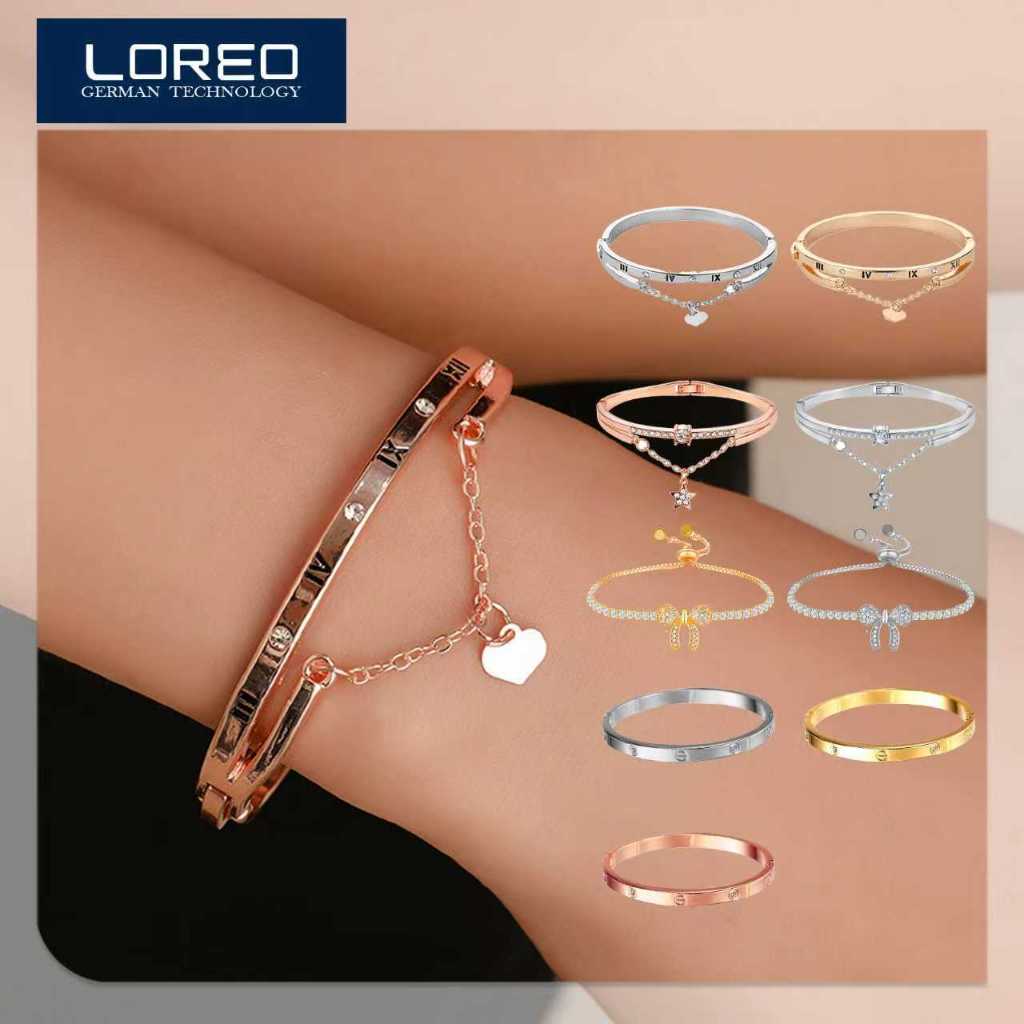 Loreo Gelang Tangan Titanium Elegan Gelang Bangle Bracelet Aksesoris