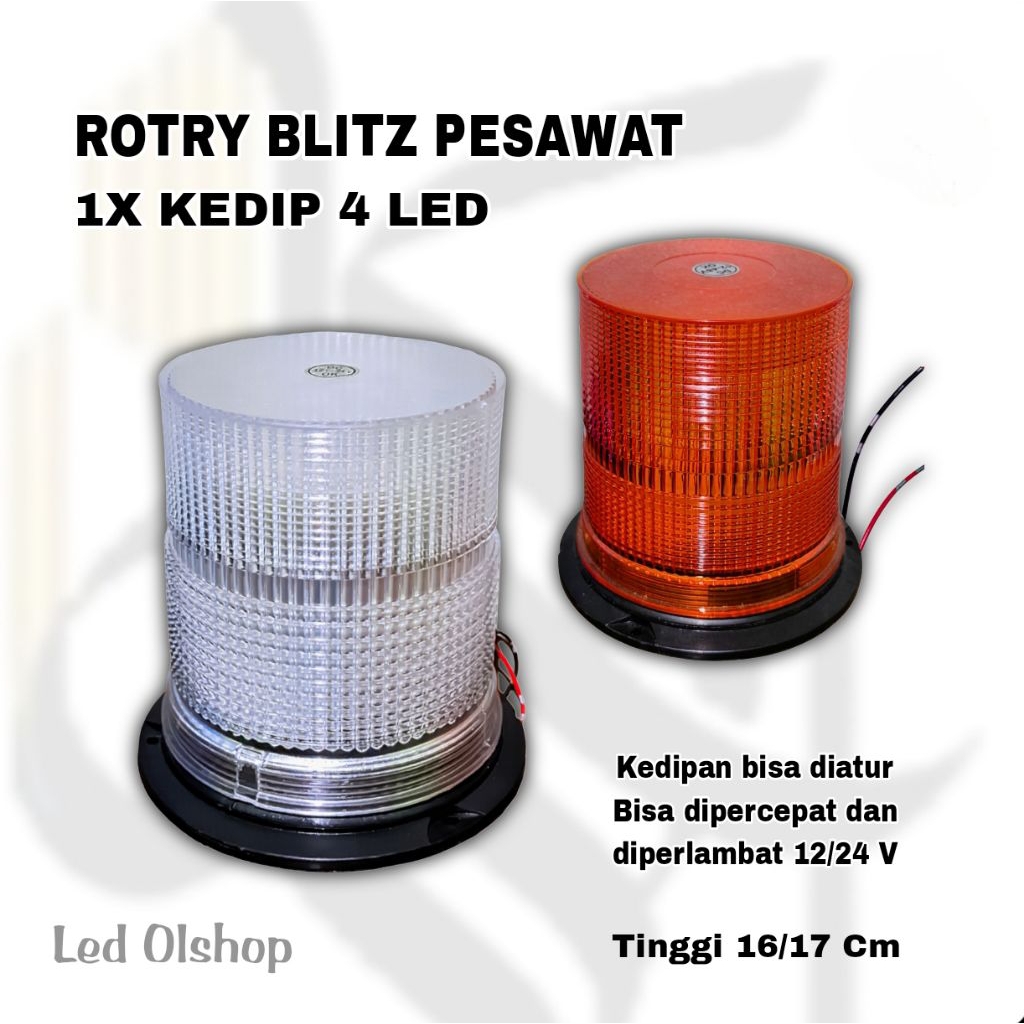 Rotary Blitz 1x Kedip Toples Besar  Lampu Emergency Kendaraan Truck  Kedipan Bisa Diatur 12v 24v