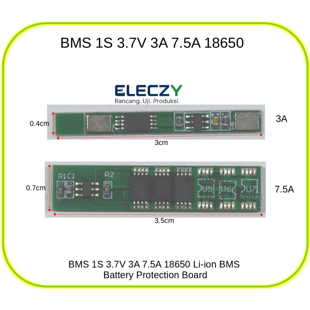 BMS 1S 3.7V 3A 7.5A 18650 Li-ion BMS Battery Protection Board