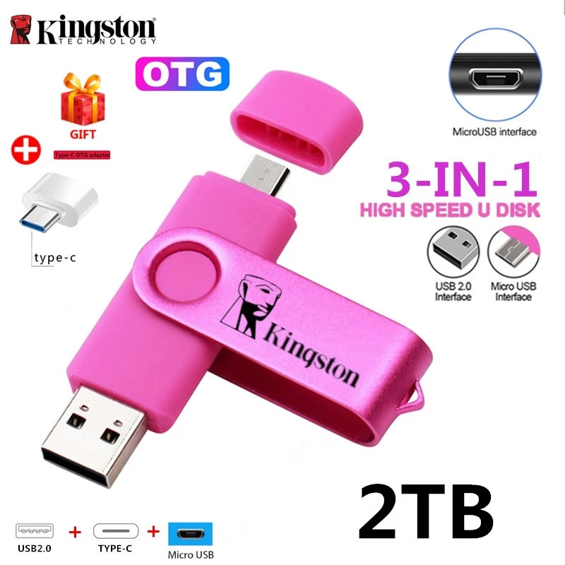 2TB Flash Disk 3-in-1 OTG USB Type C/Micro Flash Drive 1TB 2TB Pendrive high speed Pen Drive for And