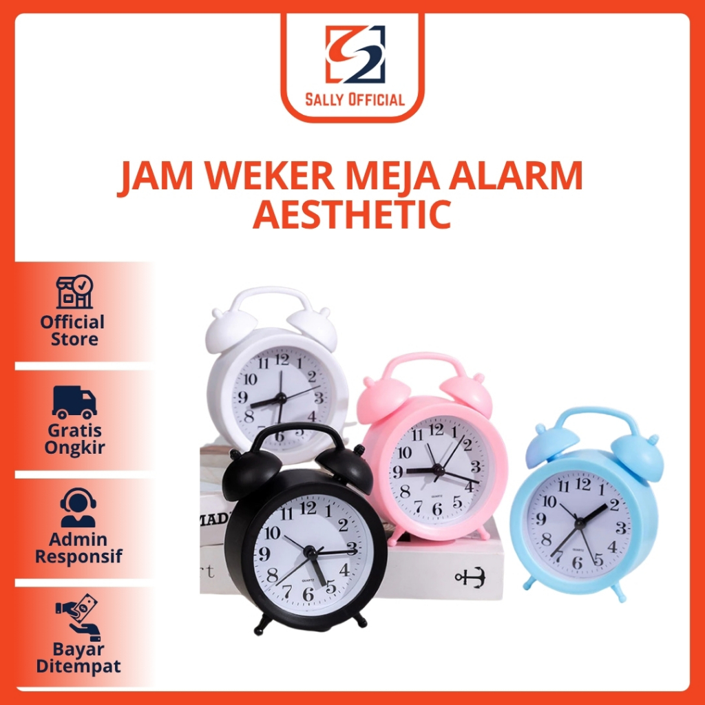 Jam Weker Meja Alram Aesthetic Dekorasi Kamar Tidur