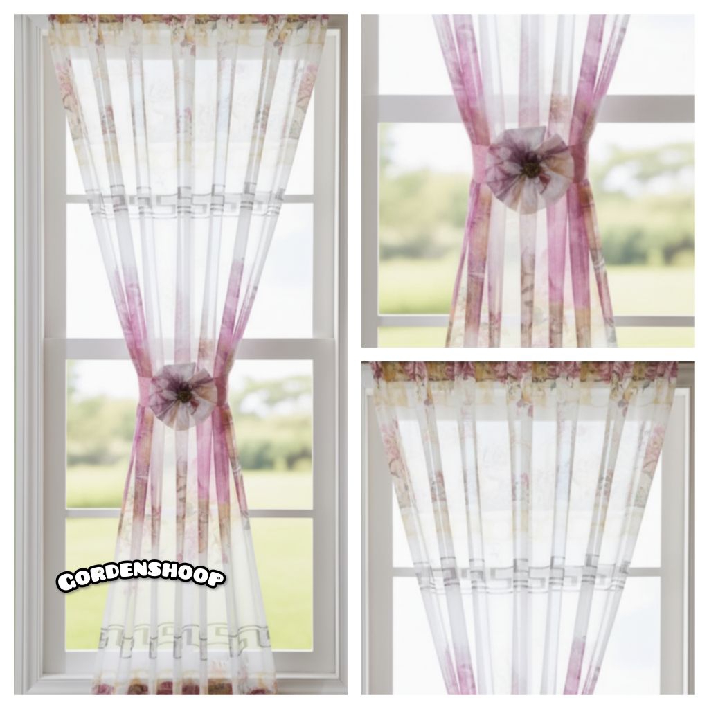 Gorden kupu kupu jendela minimalis motif bunga