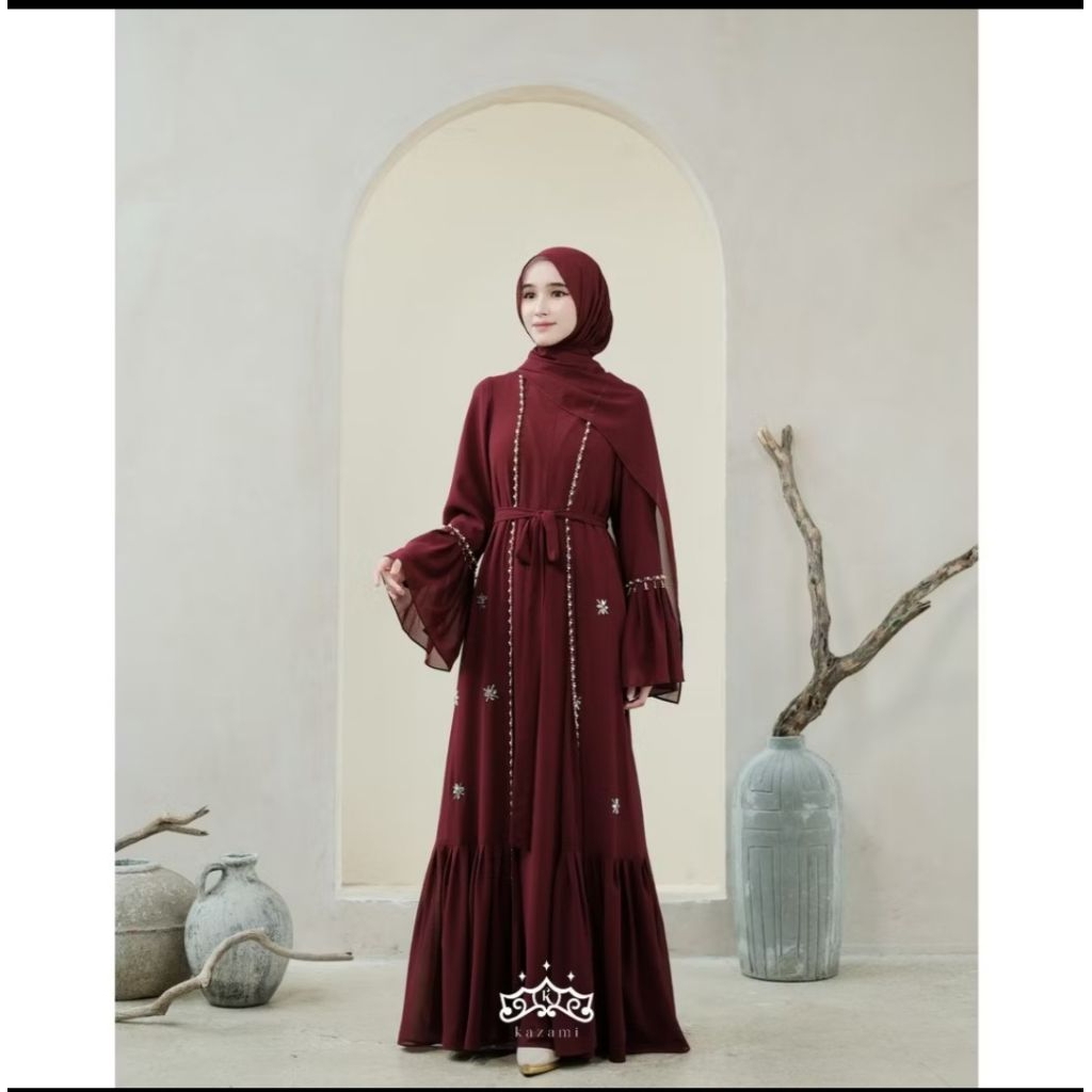 PL LIKE NEW - ULYA ABAYA BY KAZAMI OFFICIAL- MAROON XL