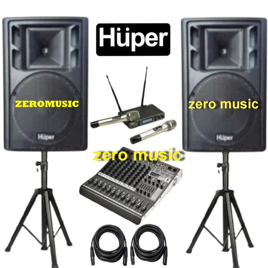 aket Sound System Huper HA400 15Inch Aktif Komplit Mixer Ashley Super M8 PRO Dan Mic Wireless Ashley