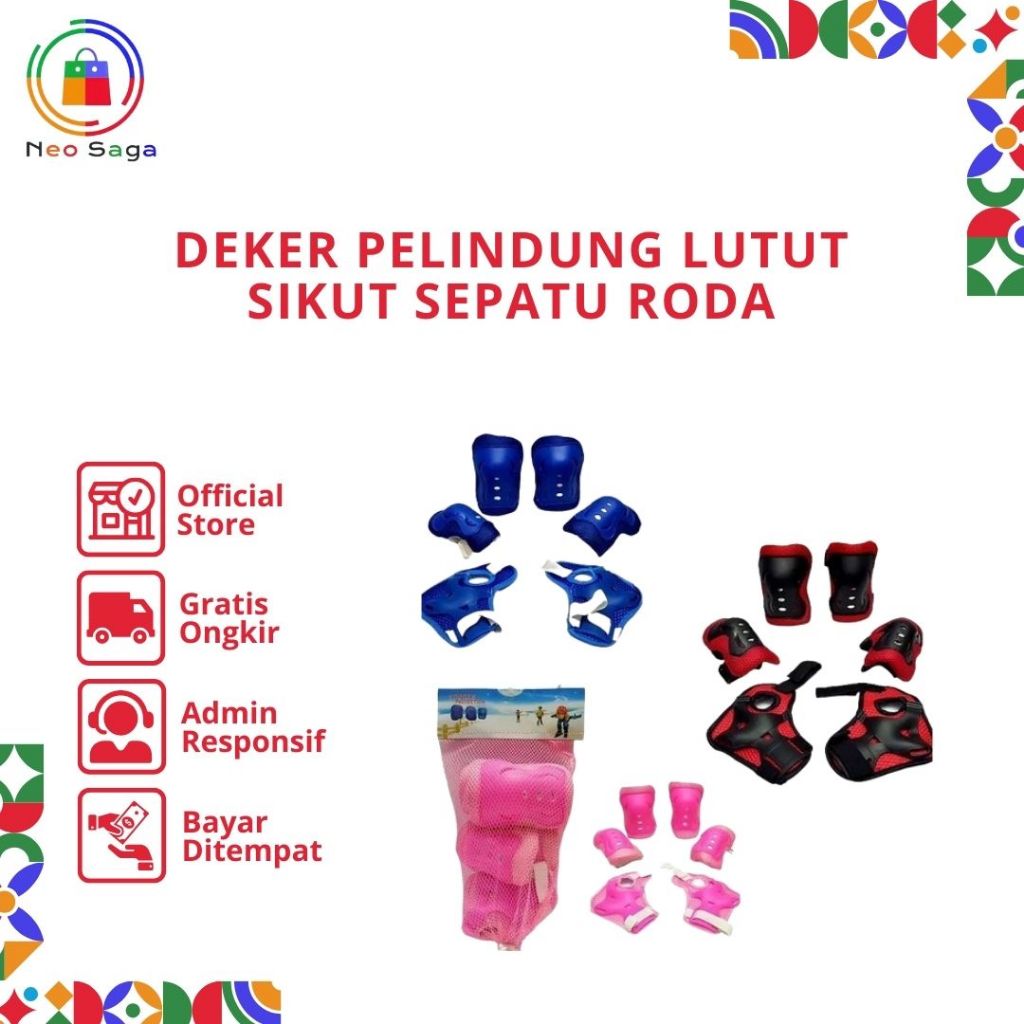 DEKER Pelindung Lutut Sikut Sepatu Roda Sepeda Olahraga Anak deker