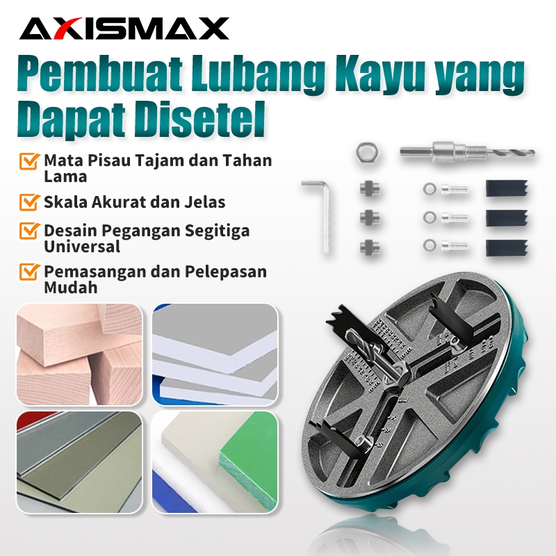 [COD]  Adjustable Hole Saw 45-130mm – Alat Pembuat Lubang Kayu PVC Gypsum Plafon, Mata Bor Circle Cu
