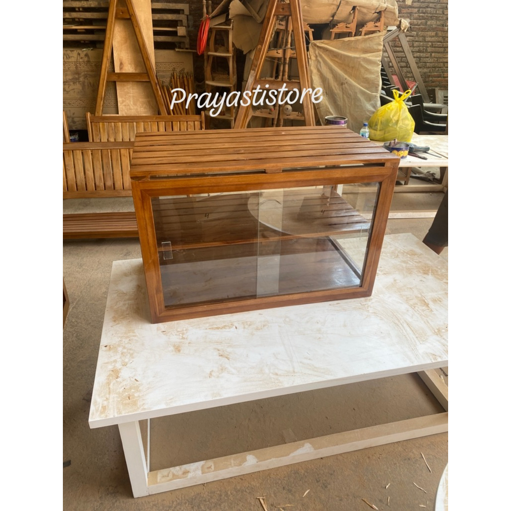 Lemari Display Roti Dan Makanan Kayu Jati Tempat Penyimapanan Makan Dan Roti Jati