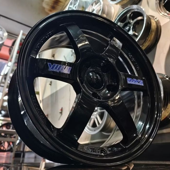 Velg Mobil Ring 18 TE37 Volk Racing Black Gloss PCD 5x120 untuk BMW