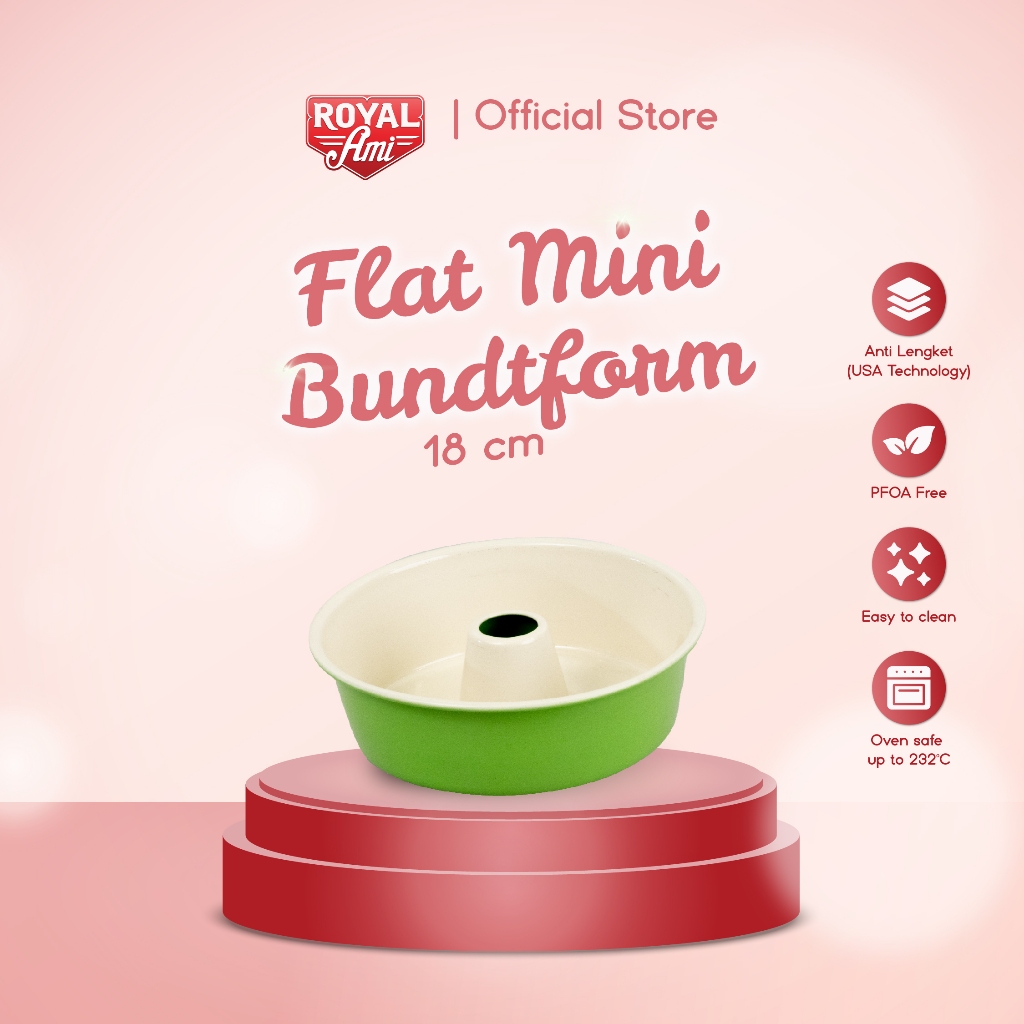 Royal Ami Loyang Kue Marmer Pudding Tulban Anti Lengket Mini Bundtform 18cm GREEN