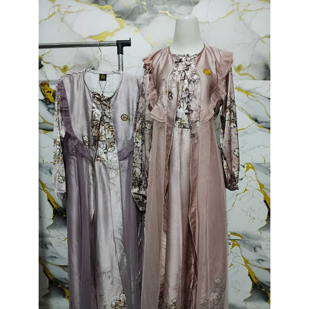 GAMIS EKSKLUSIF CIAHO FASHION STYLE | SATIN SILK MOTIF BUNGA ELEGAN