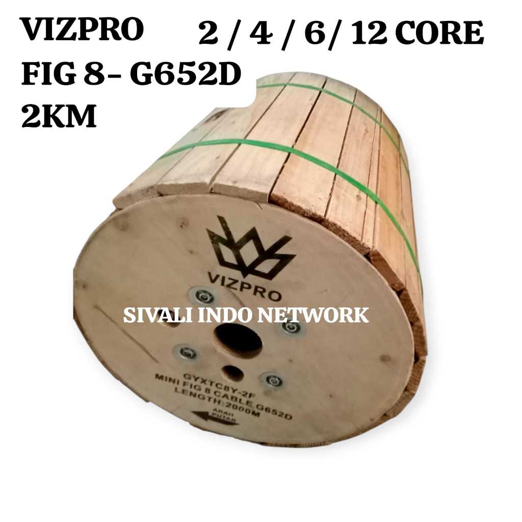 VIZPRO Kabel FO Dropcore Bulat Mini Fig 8 Fig8 Panjang 2000M 2 Core 4 Core 6 Core 8 Core 12 Core