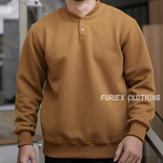 Sweater Pria Crewneck Kancing Sweatshirt Sweater UNISEX Pria/Wanita