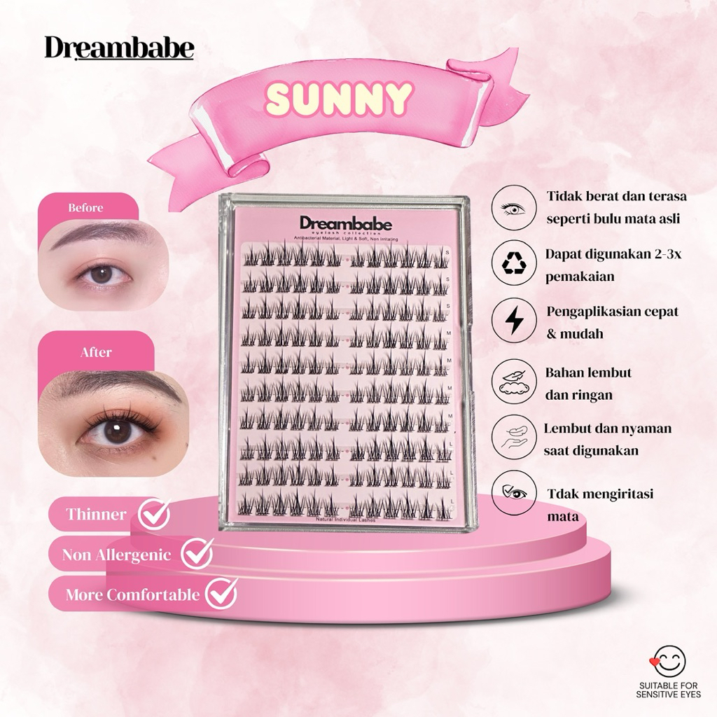 DREAMBABE - SUNNY Eyelash Extension, bulu mata palsu, bulu mata palsu tahan lama, bulu mata natural,