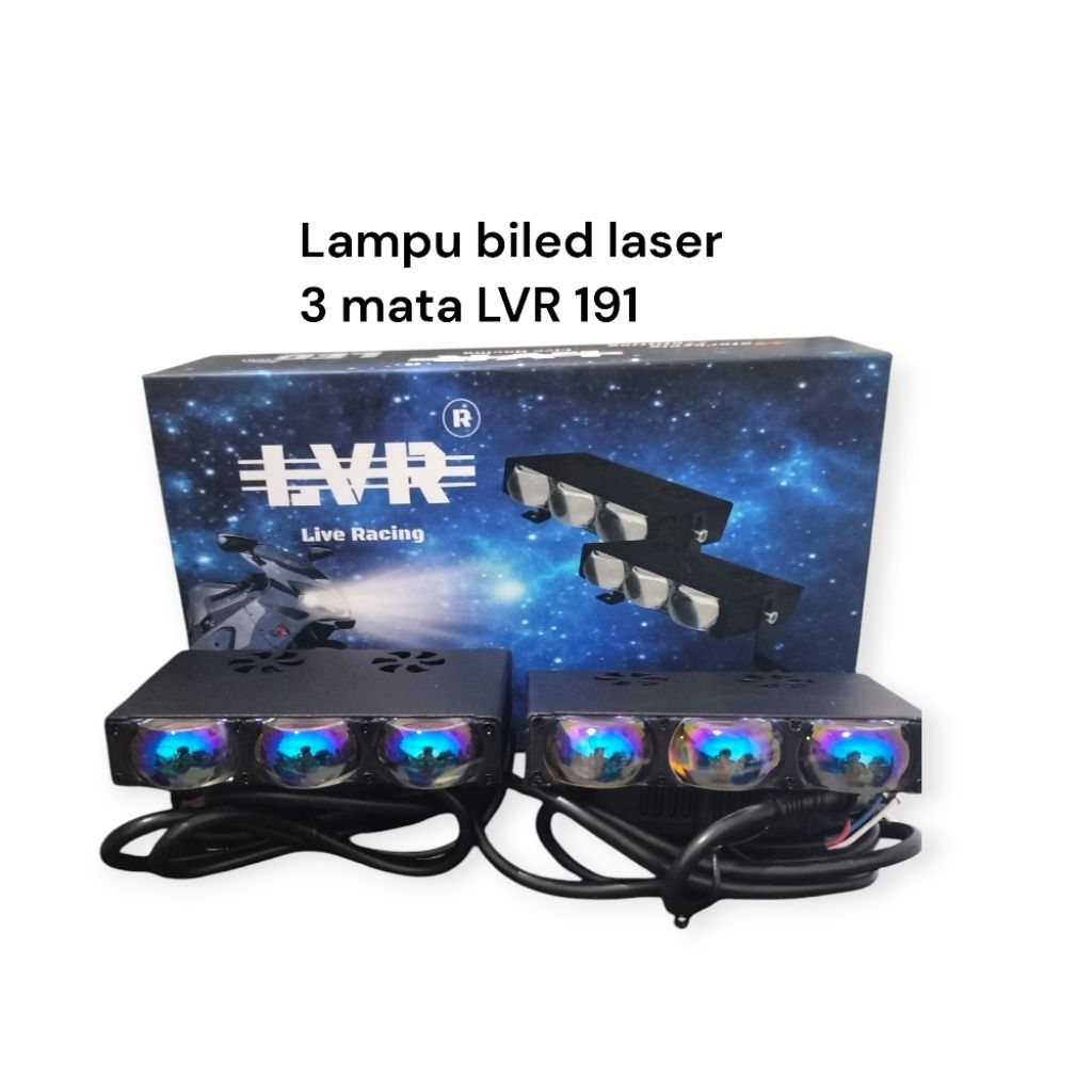 Lampu Driving sorot LED Laser 3 mata LVR 191 / Lampu tembak Motor / Mobil / Truck DC voltage 12-80 V