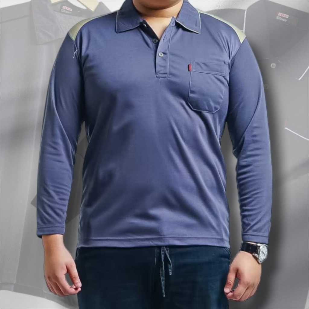 Kaos Kerah Wangki Lengan Panjang Pria Dewasa