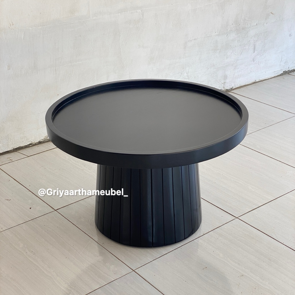 meja tamu bundar kayu jati model terbaru