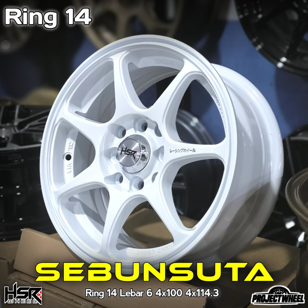 HSR SEBUNSUTA Ring 14 | Pelek mobil Brio Karimun Wuling Airev R14 | HSR Original Project Wheel