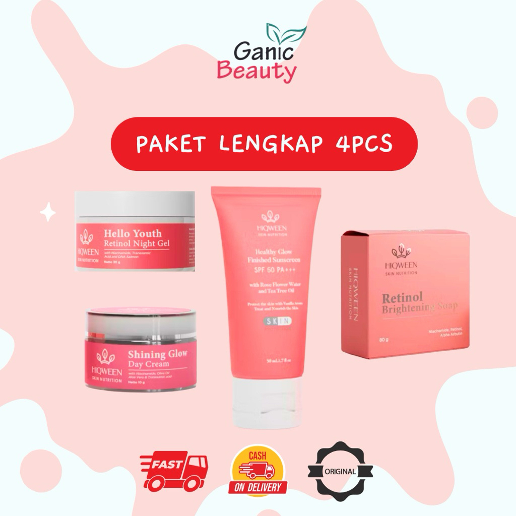 Paket 4pcs Hiqween Skincare Anti Kusam dan Flek