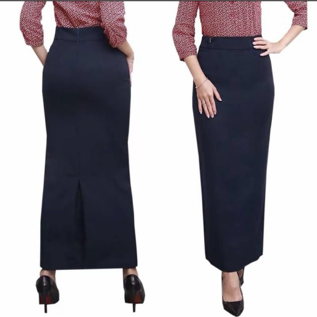 ROK SPAN WANITA REMPEL BELAKANG/ROK KANTOR BAHAN SEMI WOL/ROK KERJA WANITA HITAM