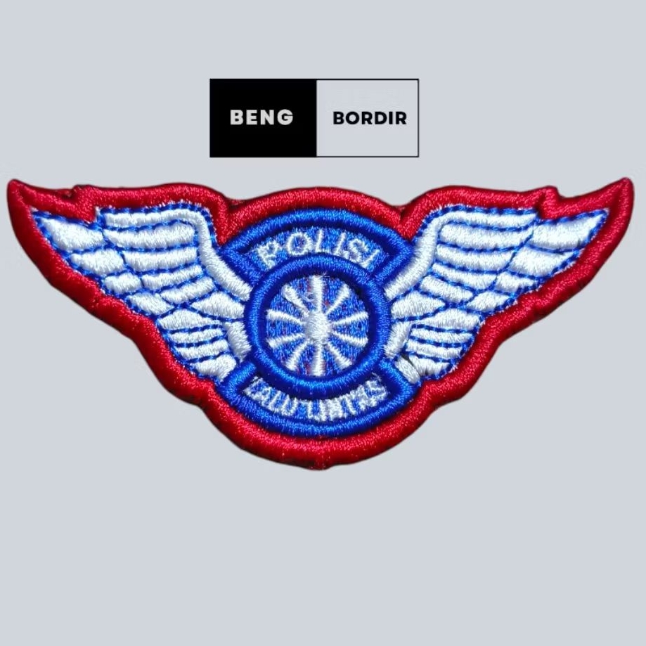 Atribut Polri Wing Roda Lantas Bordir Timbul