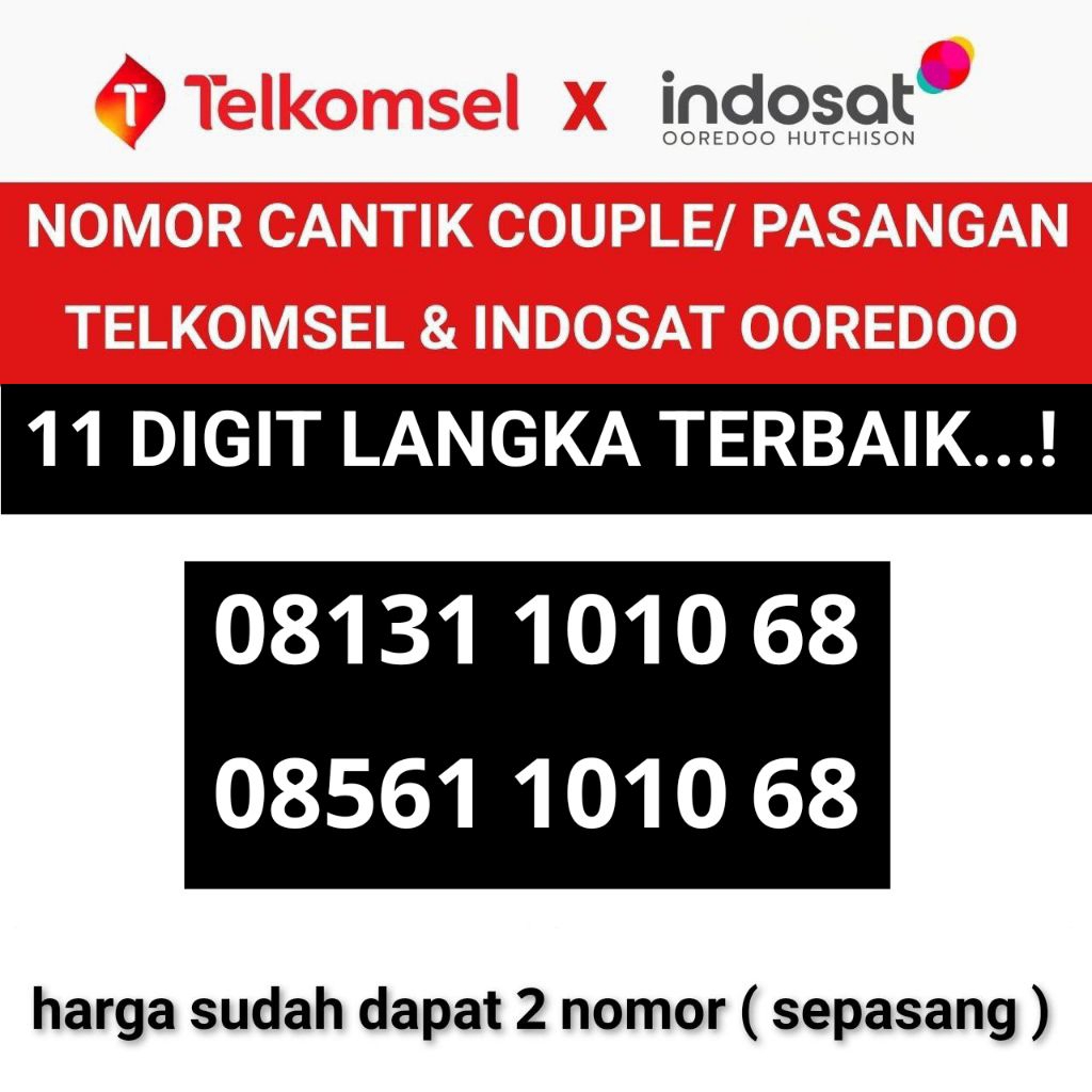 kartu perdana couple / pasangan 11 digit simpati Telkomsel Indosat Ooredoo im3 nomor cantik nomer la