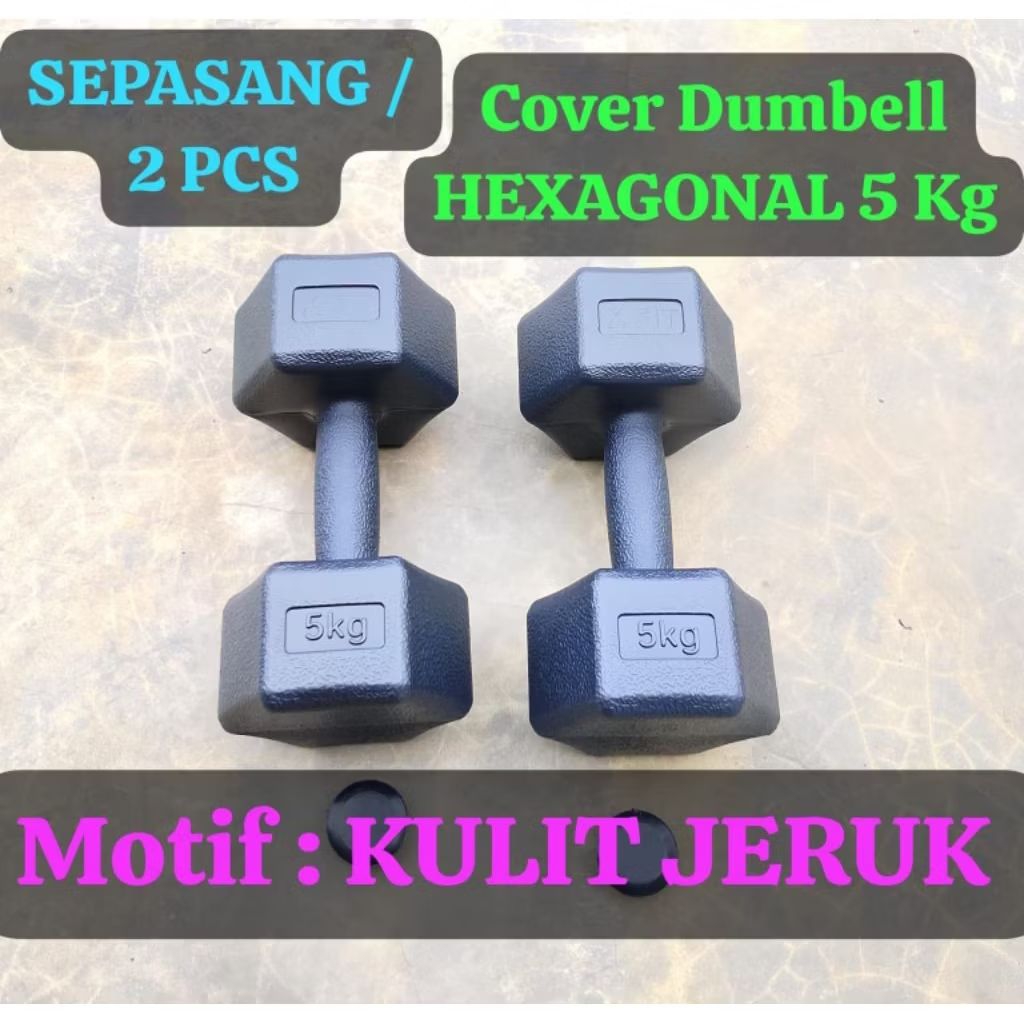 BARBEL 5 Kg HEXAGONAL ( sepasang) 2 pcs tanpa isi /  barbel kosongan