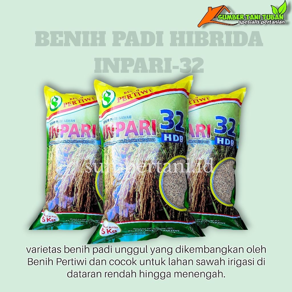 Benih Padi Inpari-32 HBD kemasan 5.kg dari benih pertiwi