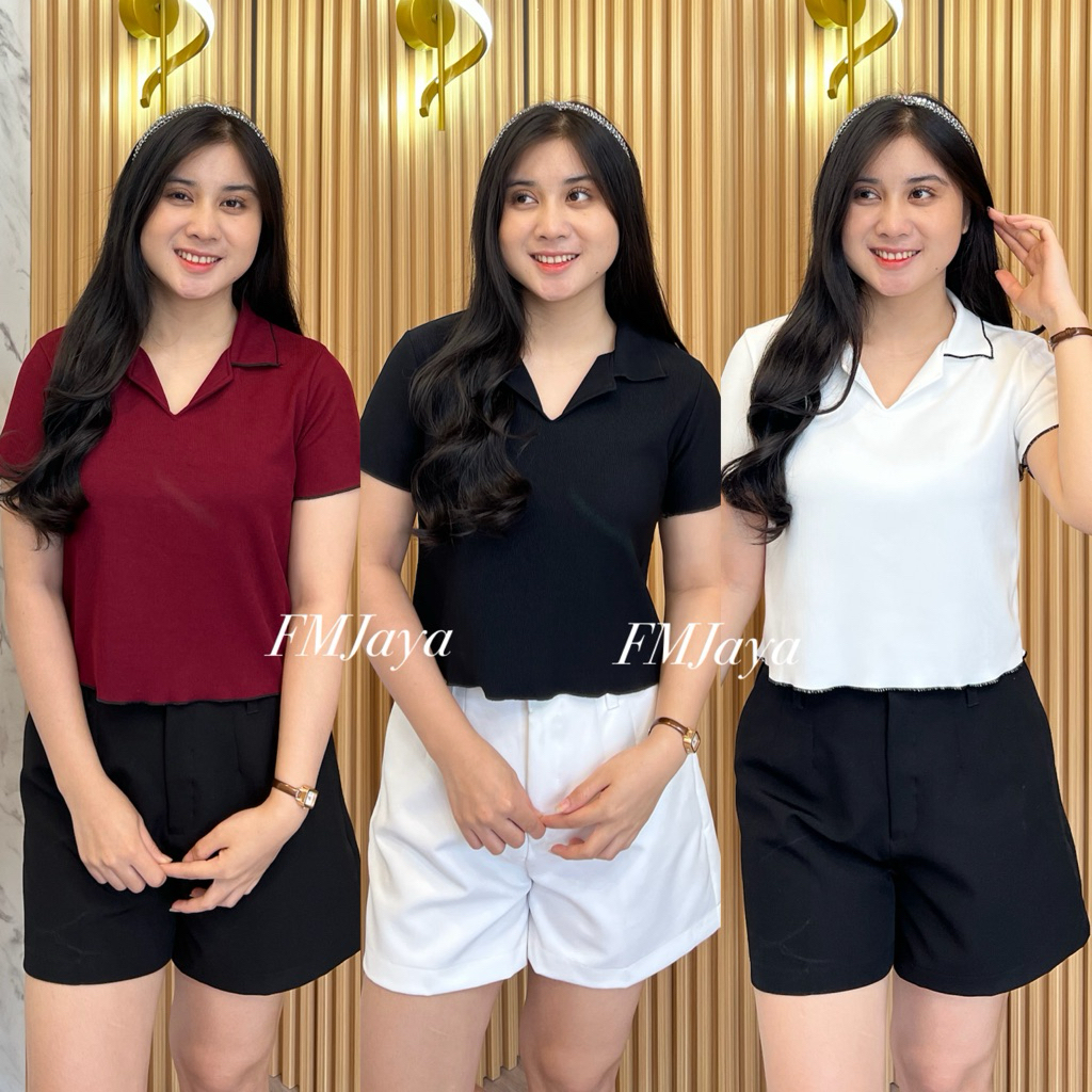 ATASAN KAOS RIB KNIT KERAH NECI 012 || ATASAN RIB KNIT POLOS WANITA | KAOS NECI WANITA