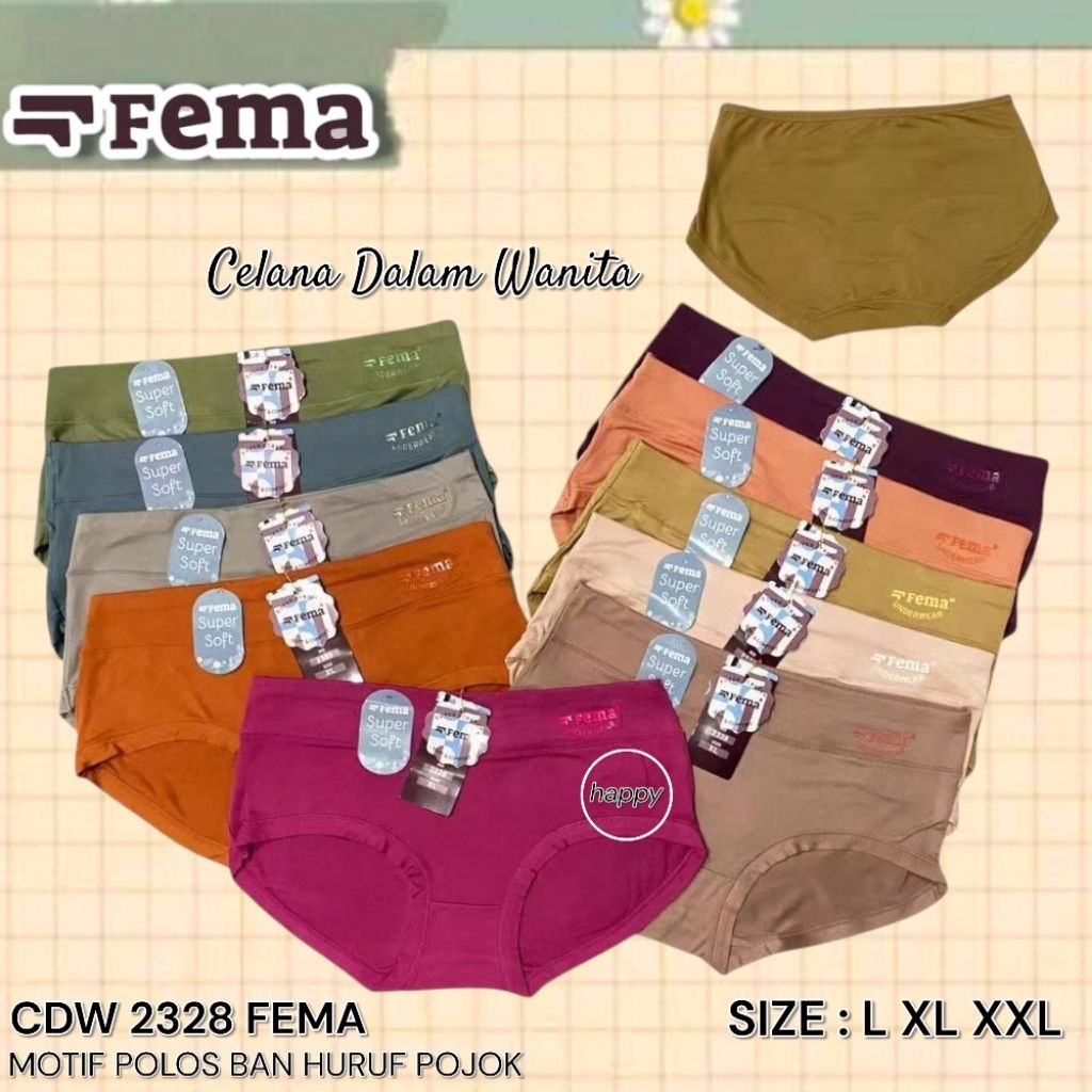 1Lusin Celana Dalam Wanita 2328 FEMA / CD 2328 FEMA model huruf