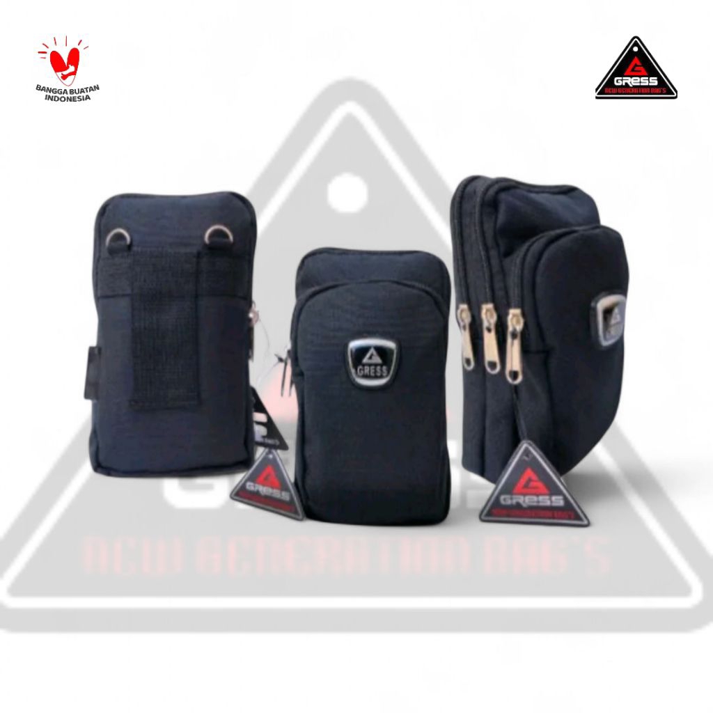 GRESS - Tas Selempang Pria Tas Pinggang Pria Tas Selempang Mini Pria Gress 2in1 Selempang + Pinggang