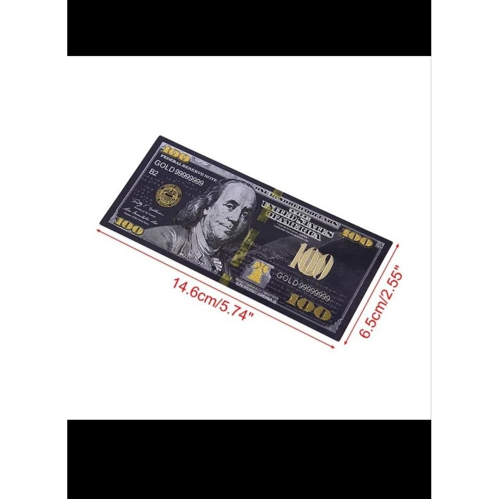 Souvenir 100 dollar black gold foil usd