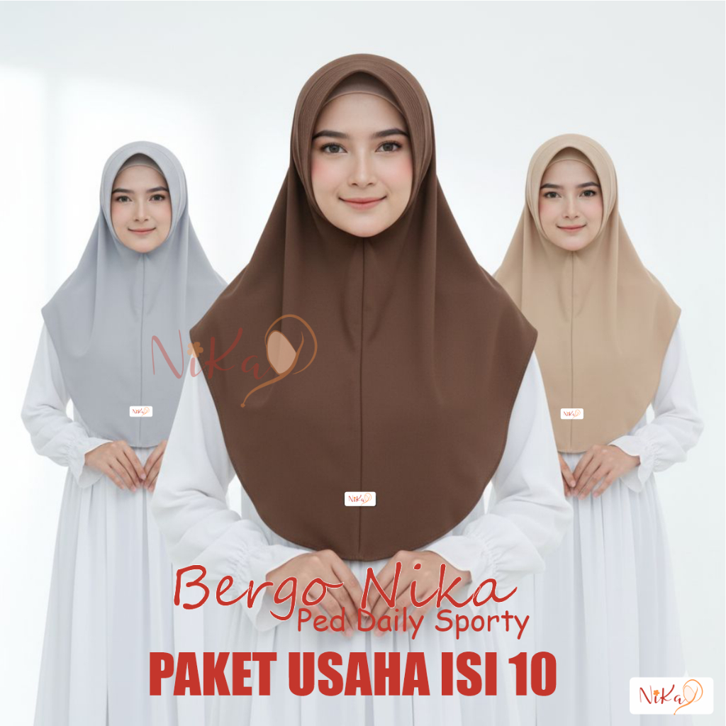 (10Pcs) Jilbab Bergo Hamida Size M Bahan Jersey Tebal jilbab sport olahraga