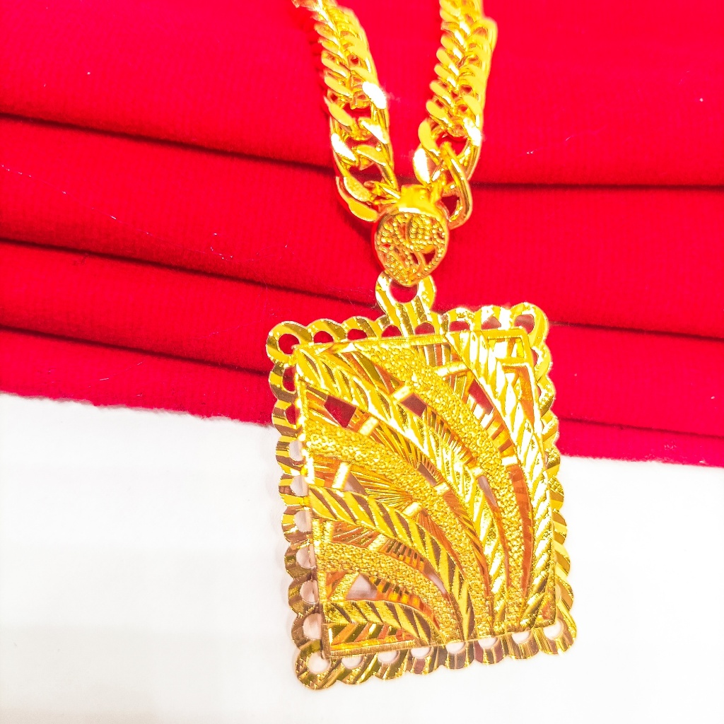 Dubai Kalung+Liontin titanium Lapis Emas 24k gold Wanita xuping anti karat tidak mudah luntur mirip 