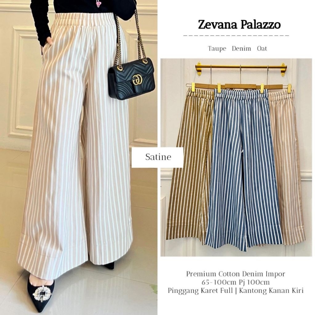 ZEVANA PALAZZO By SATINE - Celana bhn katun denim