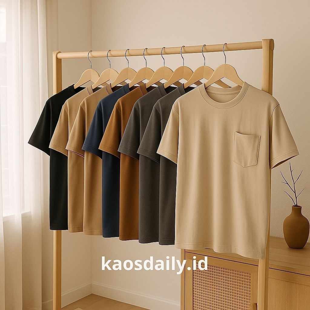 [Paket 2 pcs] Kaos Polos Pocket Pria • Semi Katun Premium • Baju Kaos Saku Harian Pria • Kaosdaily.I