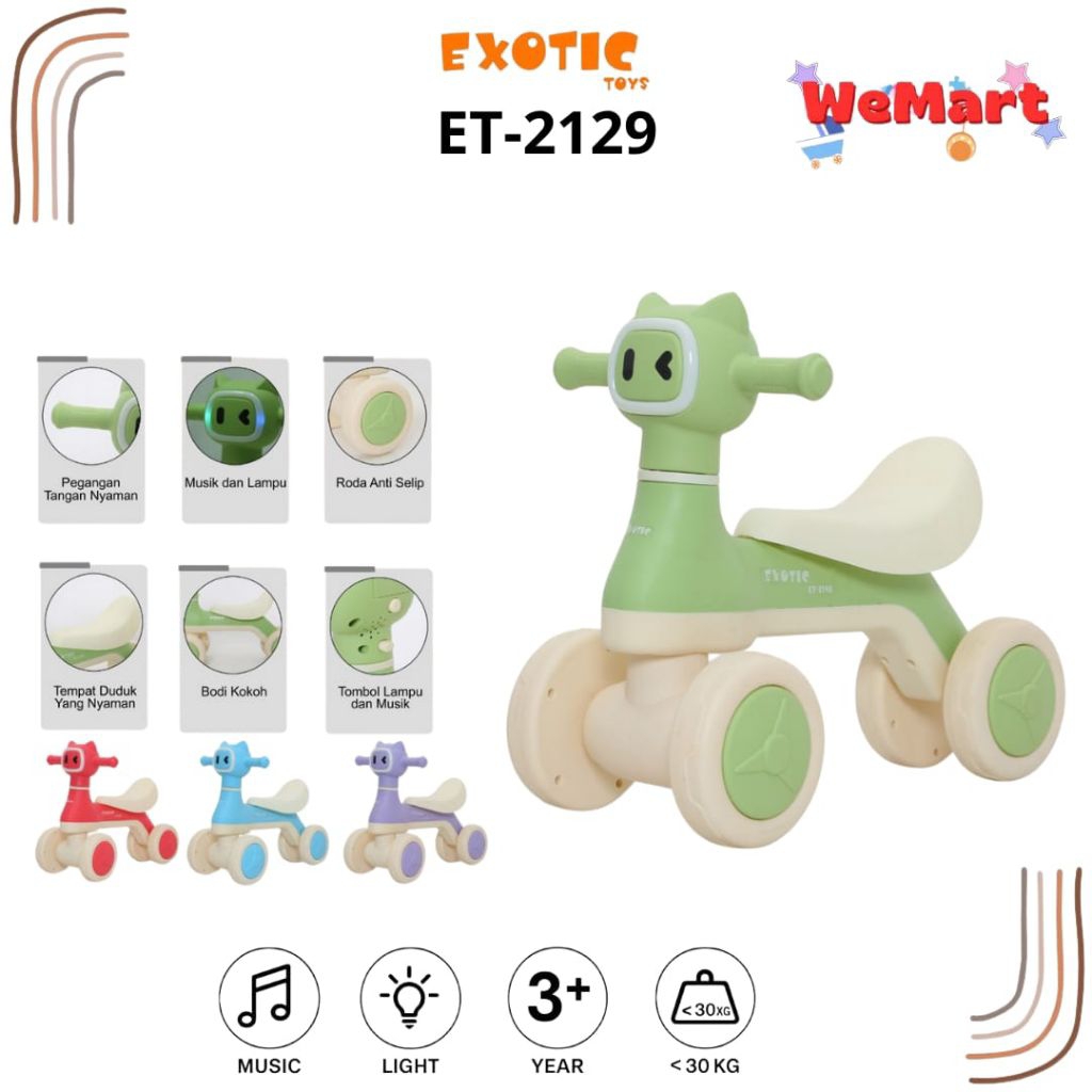ET 2129 ET 2132 EXOTIC KIDS RIDE ON TOYS BALANCE BIKE // Mainan Sepeda Keseimbangan Anak Karakter Lu