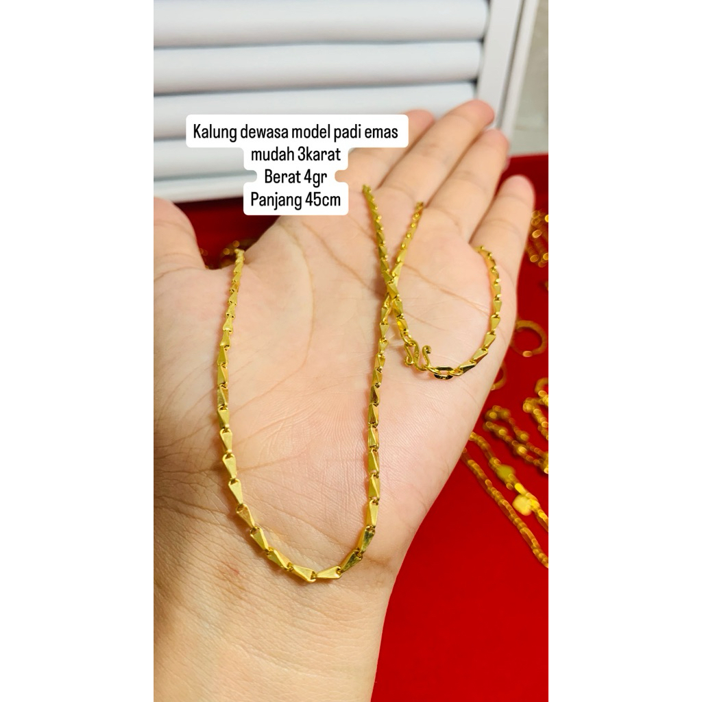 kalung dewasa model padi emas mudah 4gr