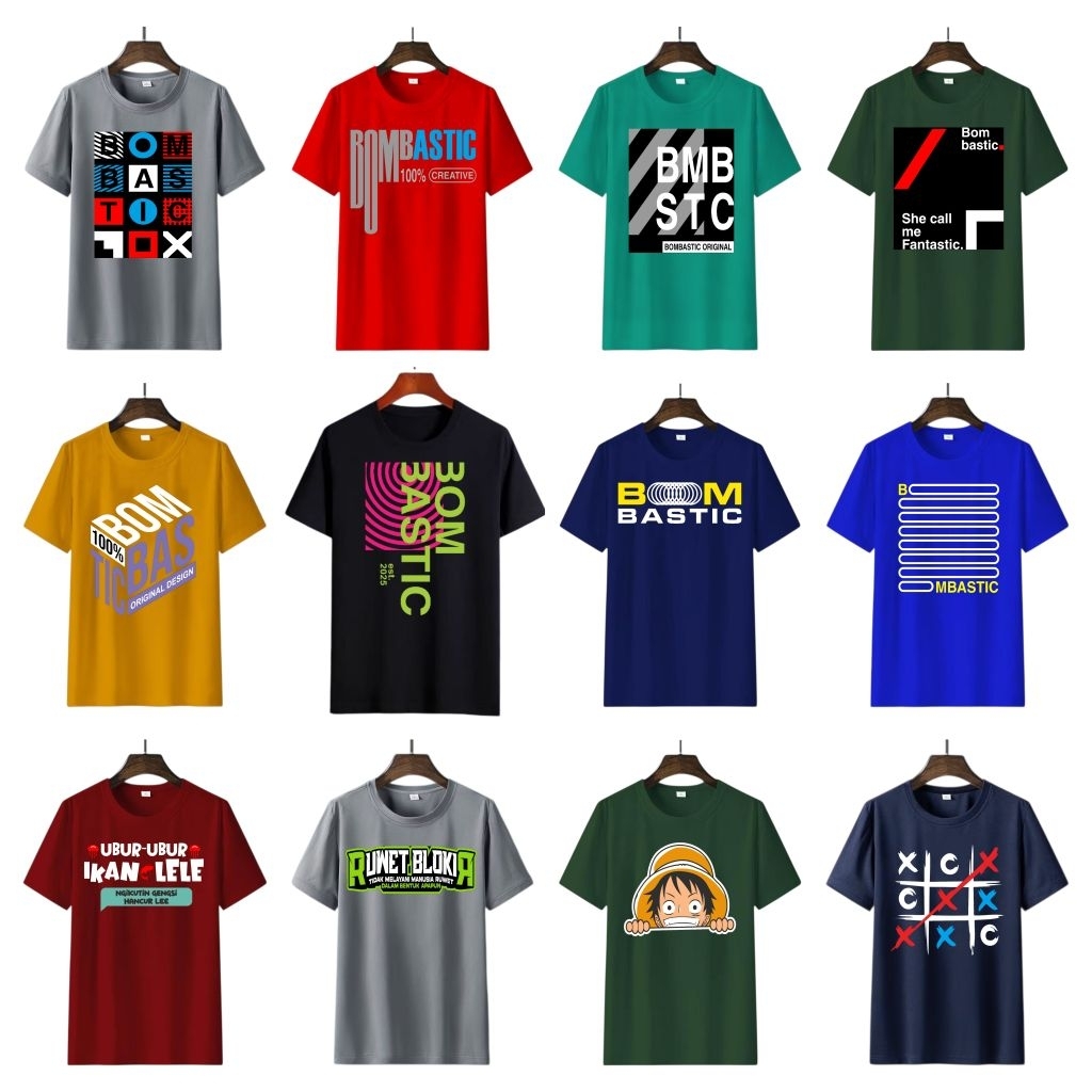 Kaos Lusinan isi 12 pcs Kaos Motif distro Baju atasan Pria wanita