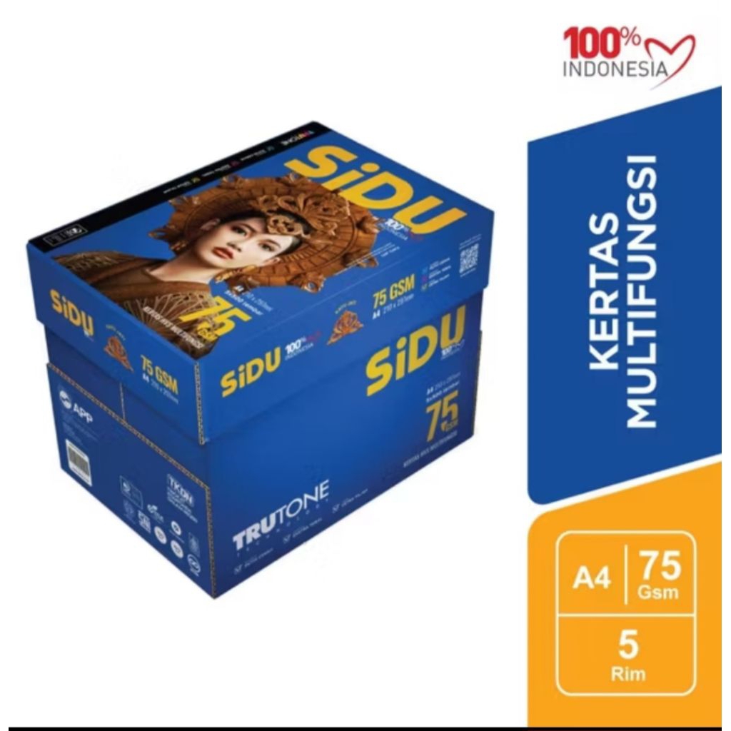 Kertas A4 75 Gram Sidu 1 Dus ( 5 Rim )