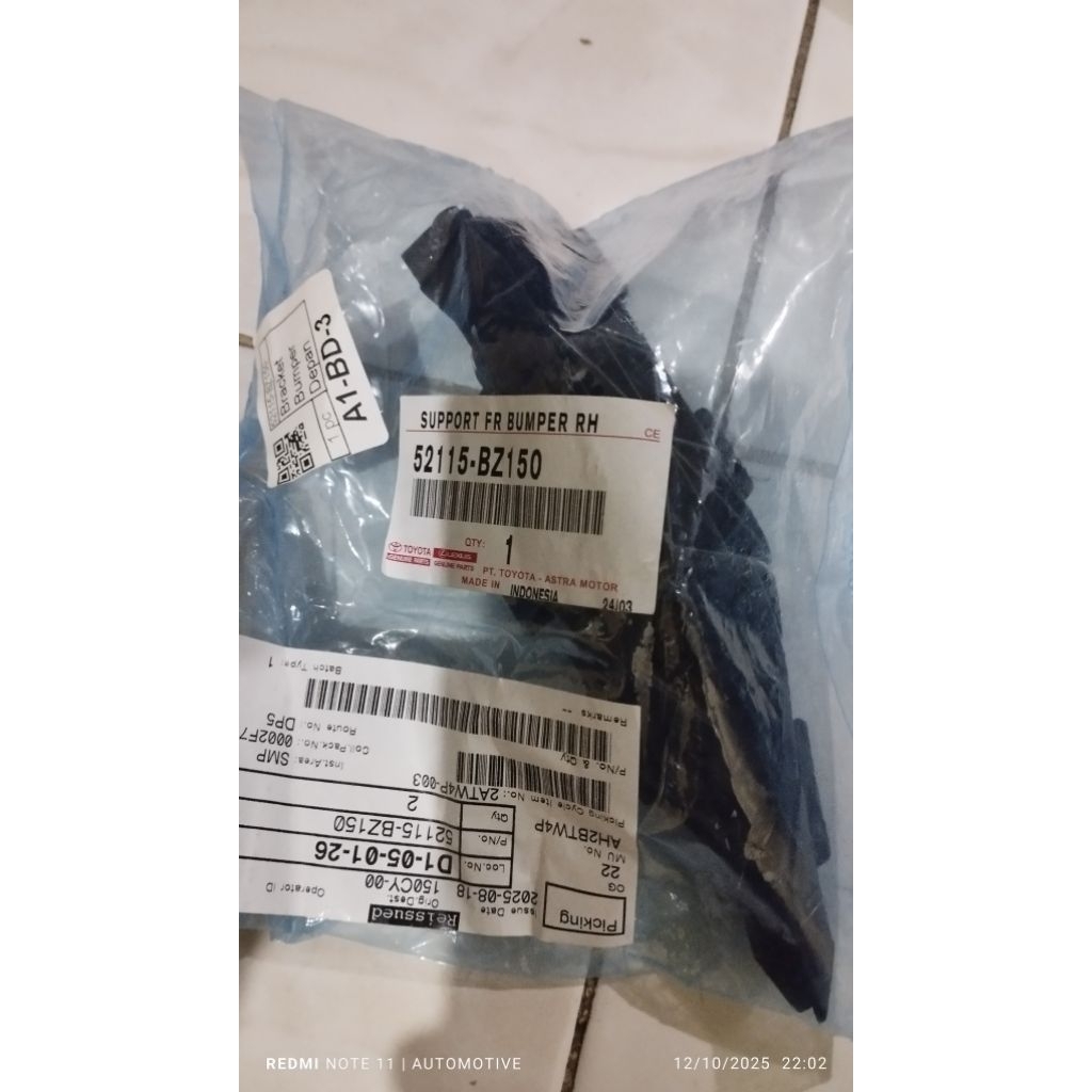 Support Bracket Bemper Depan All New Xenia Avanza Veloz Original 52115-BZ150 52116-BZ240