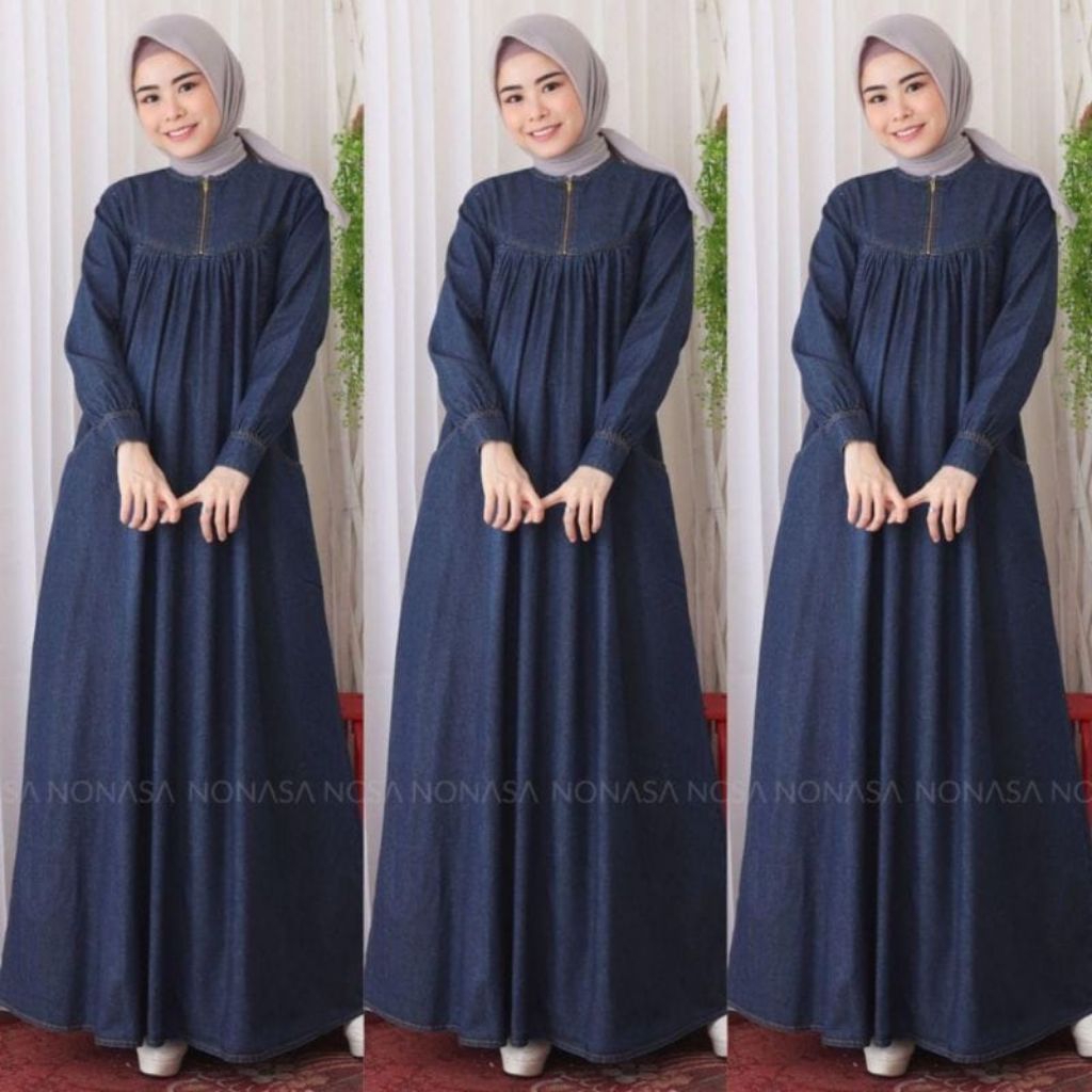 Gamis Jeans Wanita Terbaru 2025 Kekinian Simple Dan Elegan