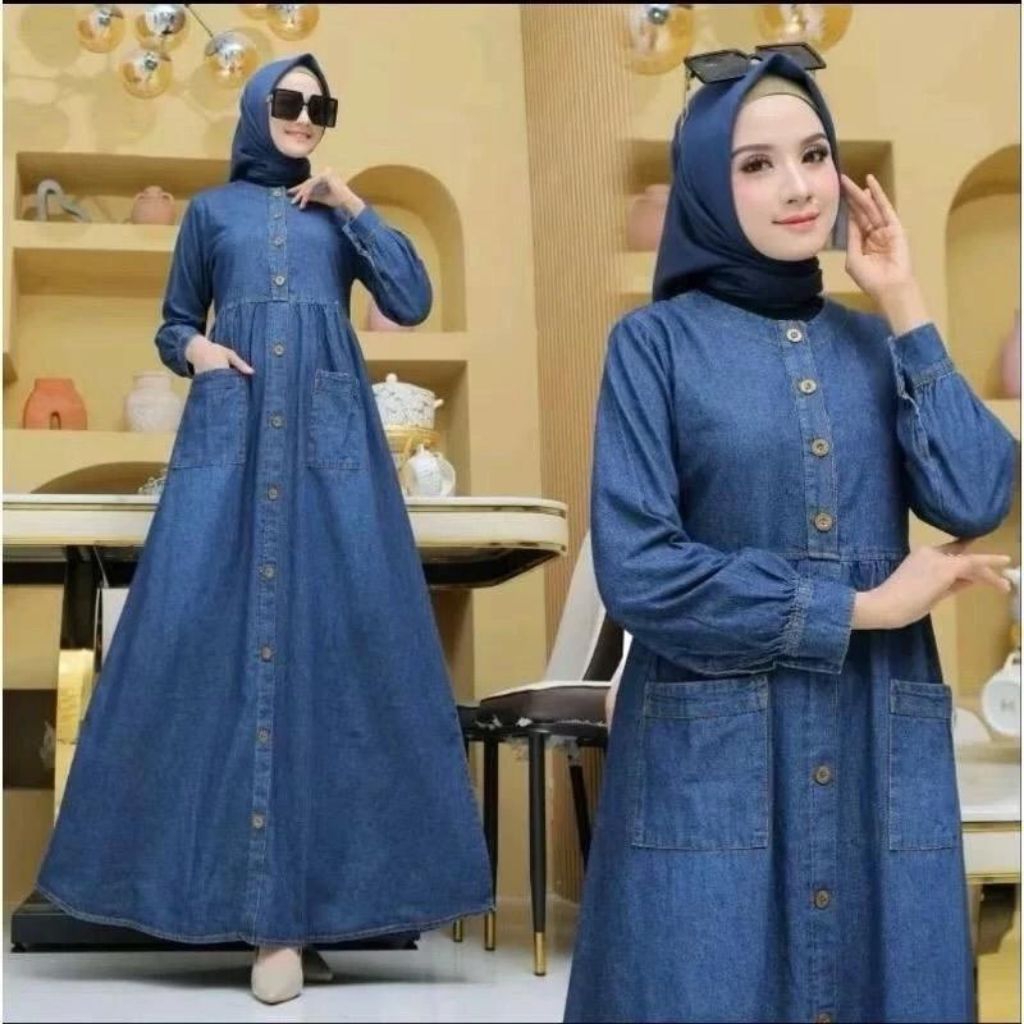 Gamis Jeans Wanita Terbaru 2025 Kekinian Simple Dan Elegan