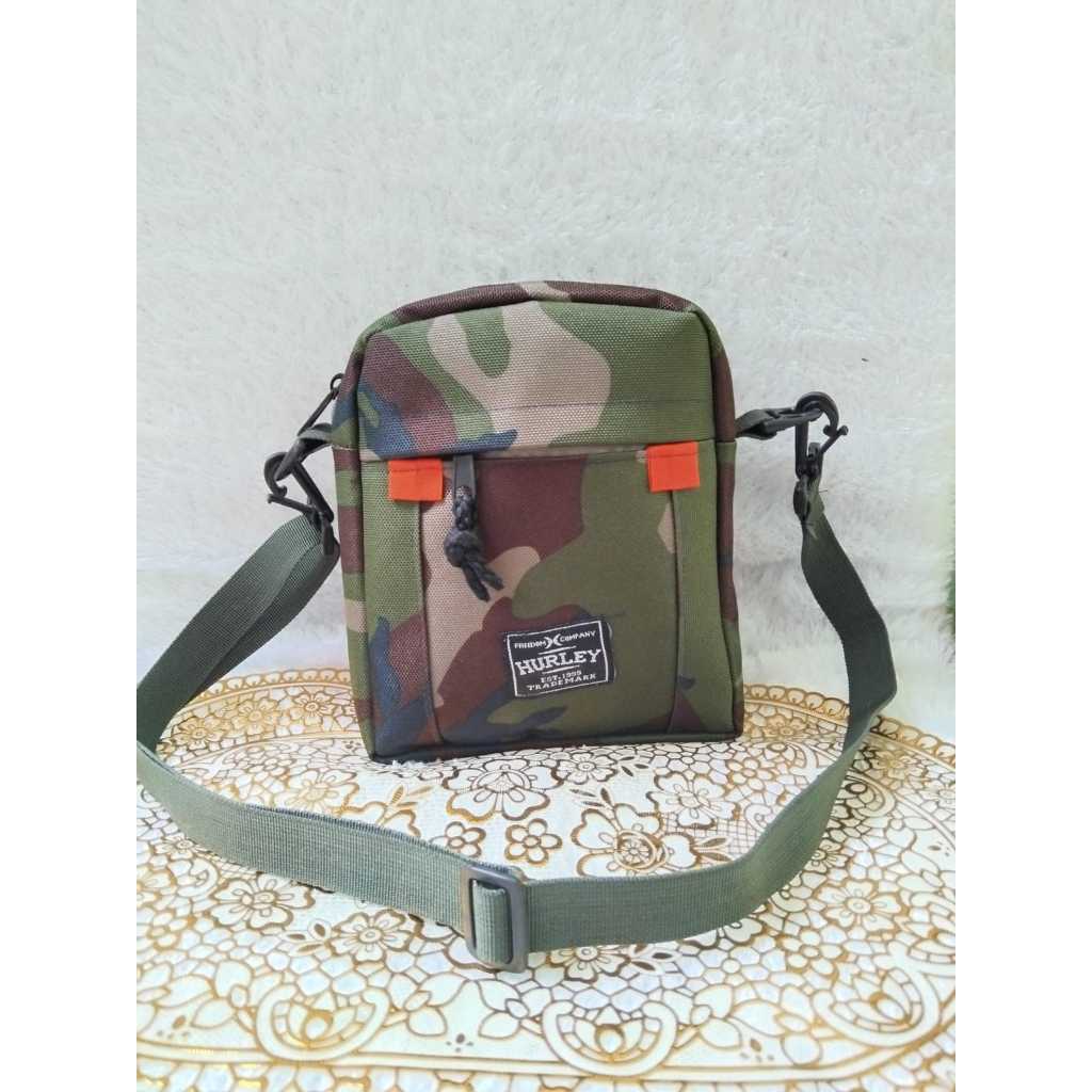 Tas selempang pria  motif loreng casual trendy bahan cordura - sling bag pria viral dengan motif lor