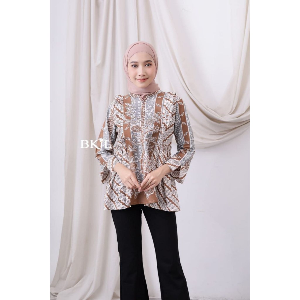 Blouse Sintya / Baju Batik Wanita Lengan Panjang / Blouse Batik Modern / Atasan Batik Pesta